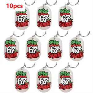 10pcs 67 Popular Saying Funny Six Seven Internet Meme Keychain |   Acrylic Material, Zinc Alloy Chain, Casual Style by LINNO