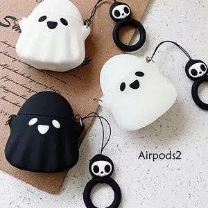 Cute Ghost Theme Design Earphone Case with Lanyard, Decorative Earphone Protector Cover, Fashion Earphone Accessories Compatible with AirPods, Headset, Halloween, Headphone Cover