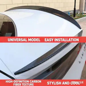Car Rear Wing Top Wing Sport Carbon Fiber Texture, Universal New Model Modification, No Drilling, Three-Box Car Fixed Wind Wing, Car Spoiler
