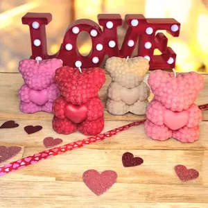Candle Gift Box – Romantic Handmade Soy Candle | Limited Edition Teddy Bear Design | Strong Fragrance | Clean Burn | Perfect for Valentine’s Day Decor Ornaments Scented Perfume Decoration Cozy Aroma