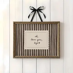 Ok Love You Bye Wall Art  Neutral Brown Stripe Quote Print  Vintage Minimal Entryway Decor Unframed - Only Print