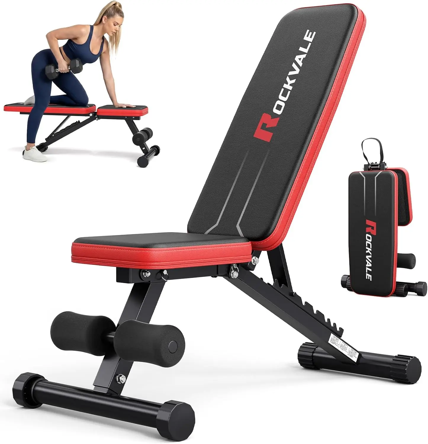 95% Pre-assemble Adjustable Weight Benches for Home Gym, 9 Backpad Positions Workout Bench, 660lb Compact Bench Press for Small Space(1Sec Fast Folding)