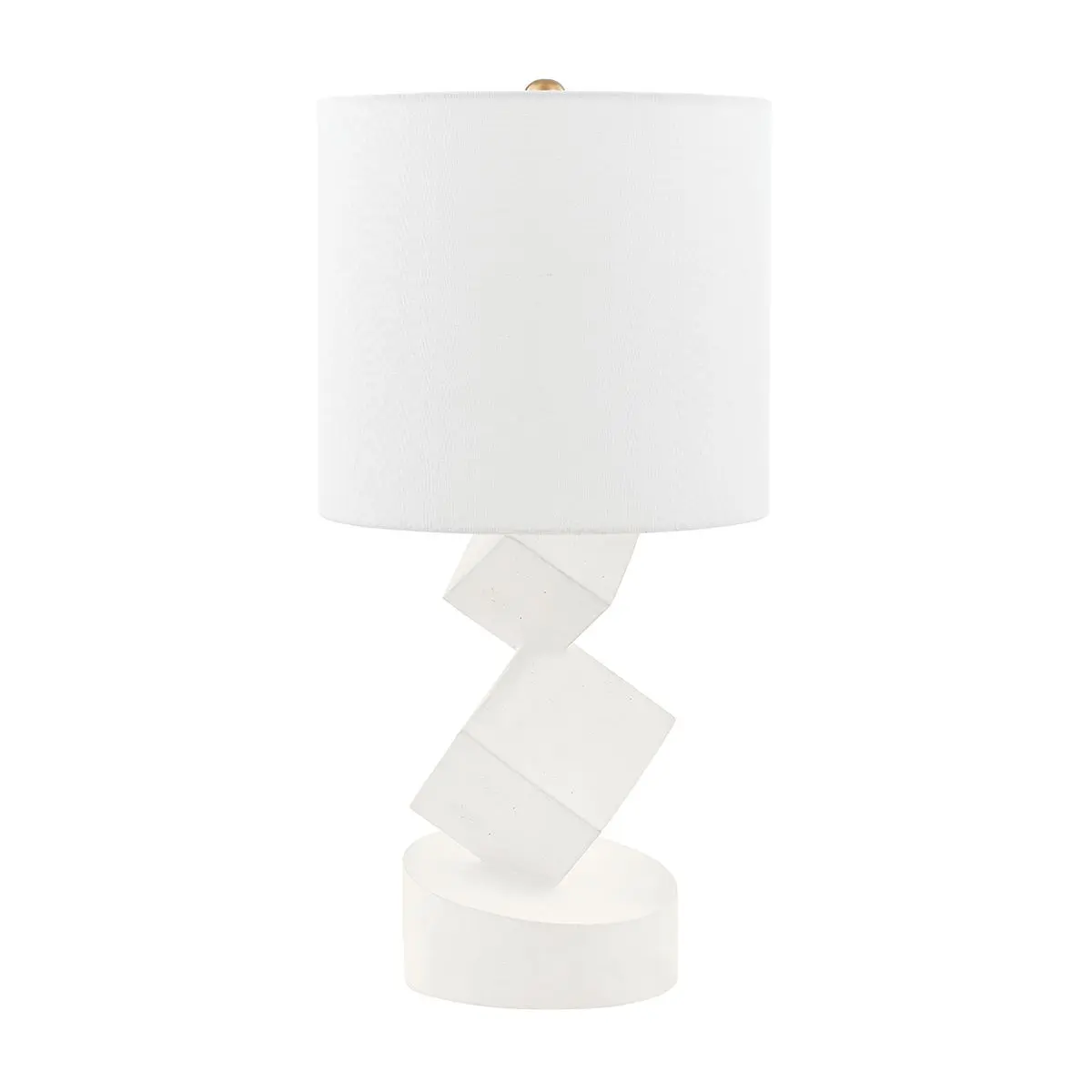 Tannersville Table Lamp - Sculptural Geometric Design in White Concrete with Linen Shade