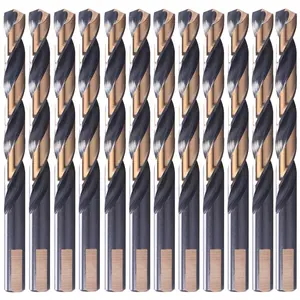 12 PCS, 17/64", Black and Gold Coated Twist Drill Bits
