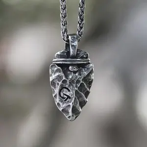 GTHIC Vintage Viking Stone Arrow Stainless Steel Pendant for Men and Women Daily Wear Statement Jewelry
