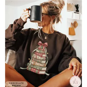 Book Lover Christmas Short Sleeved T-SHIRT / Sweatshirt , All Booked For Christmas, Bookclub, Booklover, Reader Girl Cotton Crewneck