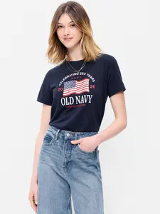 Old Navy Women's Crew-Neck Flag Graphic T-Shirt