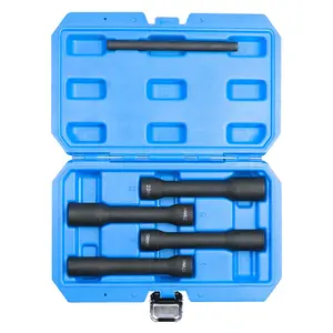 5 Pieces 1/2 Inch Drive Spiral Type Deep Extractor Set, Bad Lug Nut Remover, Cr-Mo Steel, Metric, Heavy Duty Storage Case