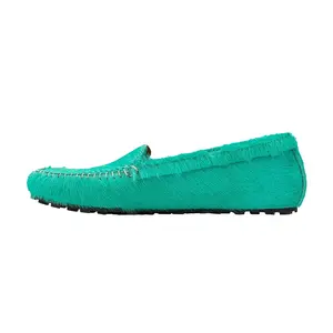 MARNI LONG HAIR CALF MOCCASIN SHOE GREEN "Green" MOMR005800P412200V62