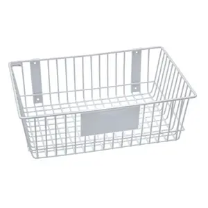 212 MAIN Label-Ready Rectangular Steel Mesh Wire Storage Basket - Mount-Anywhere, 18x12x6 in White Organizer for Large Household Appliance Parts & Accessories, Steel Mesh Basket