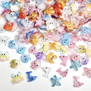 30/100 mini resin marine animals, a variety of miniature plastic fish ornaments, seahorses/starfish/conch/shell/crab, random colors for nail tips, mobile phone cases, DIY handicrafts - Japanese and Korean style accessories, fine craftsmanship