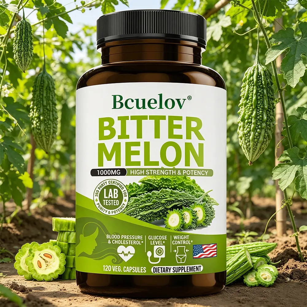 Bcuelov Bitter Melon 1000mg Supplement - 10:1 Concentrated Extract for Daily Metabolic & Blood Sugar Support, 120 Veg Capsules