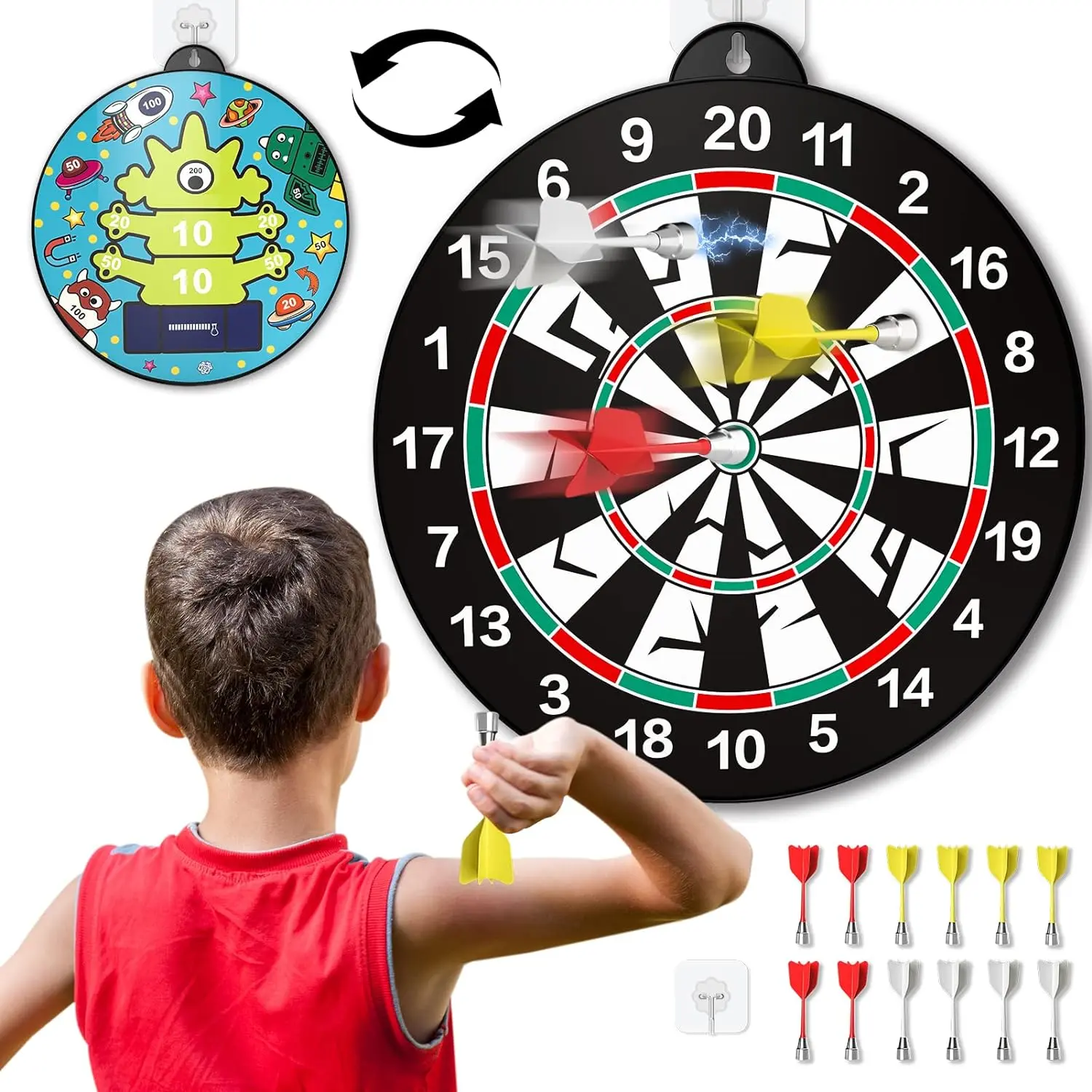 Magnetic Double-Sided Dartboard Toy with LED Lights - Children's Outdoor Target Practice Sports Toy