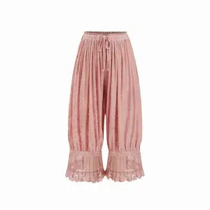 Cider Velvet Floral Lace Trim Drawstring Cropped Bloomer Pants SwimWeek