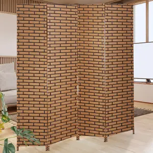 BestOffice Room Divider 4 Panel Screen 5.6 Ft Tall Partition BestOffice Room Dividers Beige Privacy Screens Folding Room Separation Free Standing Waterproof Wood Frame Wall Divider Roomdivider Home Interior