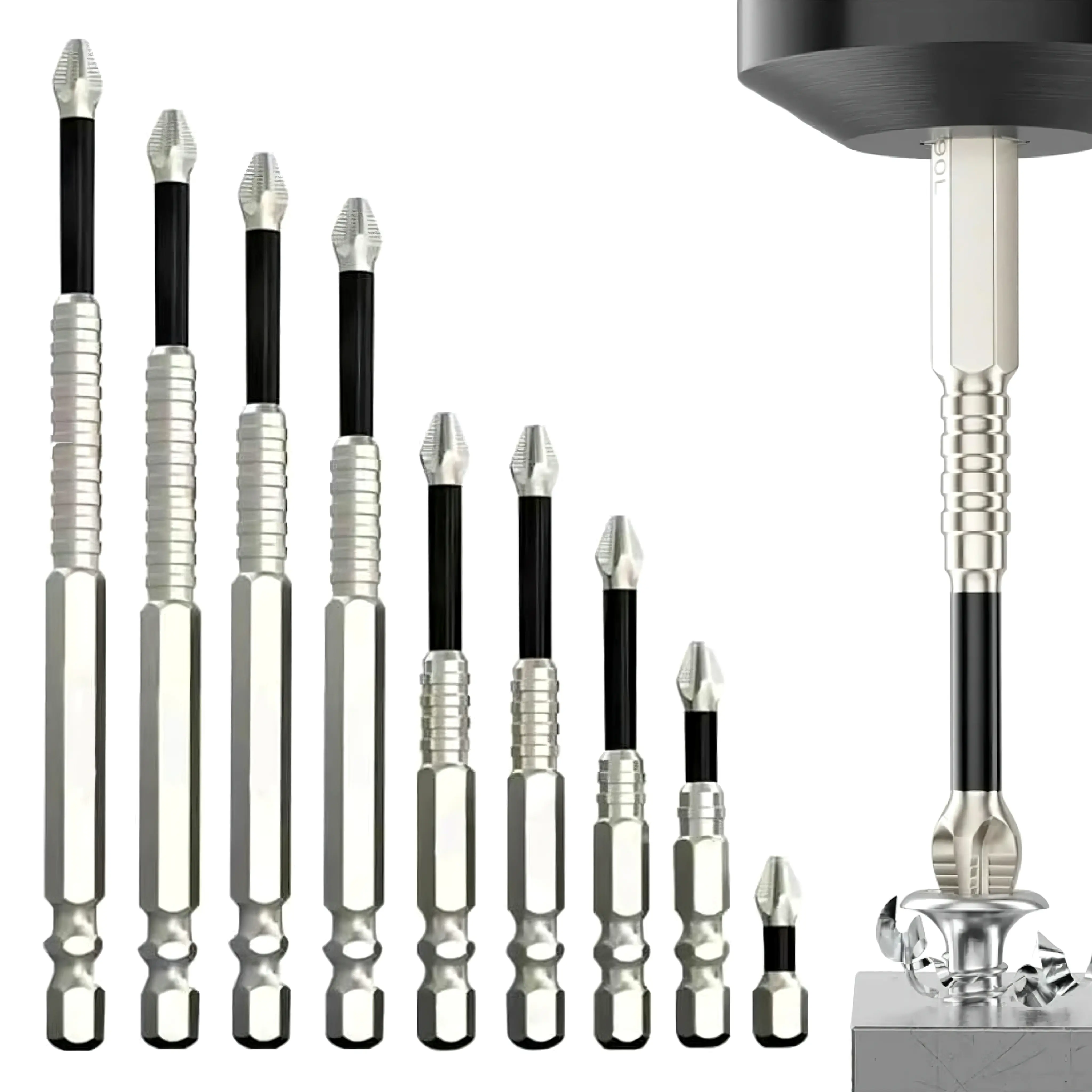 High Magnetic Screwdriver Bit Set -  9 Piece K5 Impact-Resistant Durable Drill Bits - Non-Slip Electric Screwdriver Bit Set(25-150mm), Replacement Screwdriver Bit Kit,  Perfect Present for Handymen and DIY Lovers,Home & Party Gift Supplies