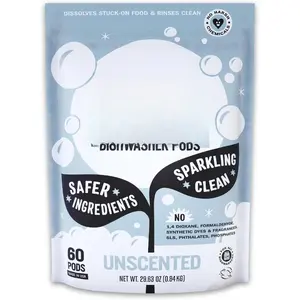 Dishwasher Pods | Clean Dishwasher Detergent, Cuts  & Rinses Clean (-Free) for Sparkling Dishes | 60 Auto-Release Tabs (Unscented)