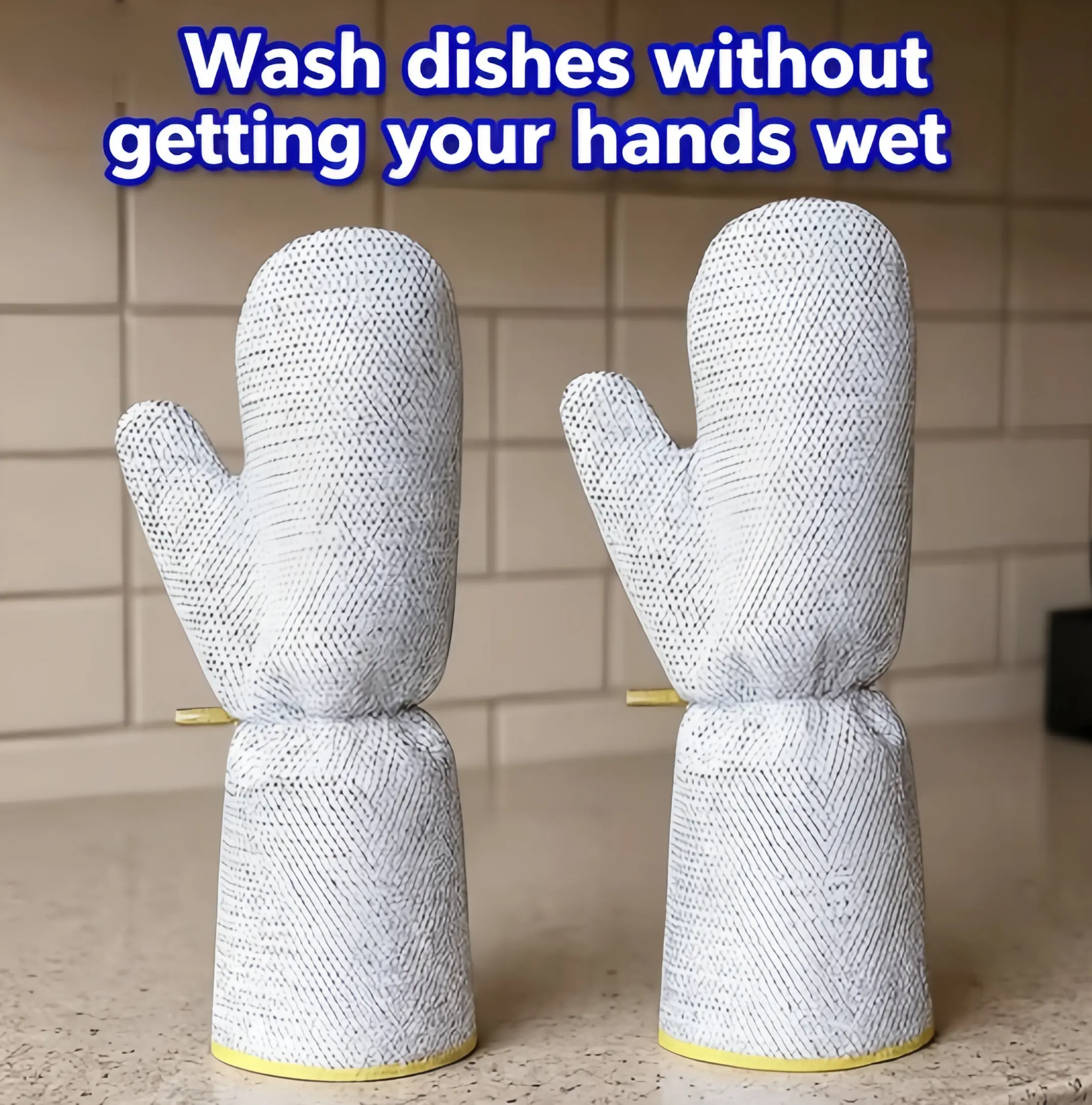 2Pcs Wire Dishwashing Gloves, Waterproof PVC Liner Scrubber Gloves, Non-Scratch Cleaning Gloves for Kitchen, Reusable & Durable, Protect Hands & Cookware