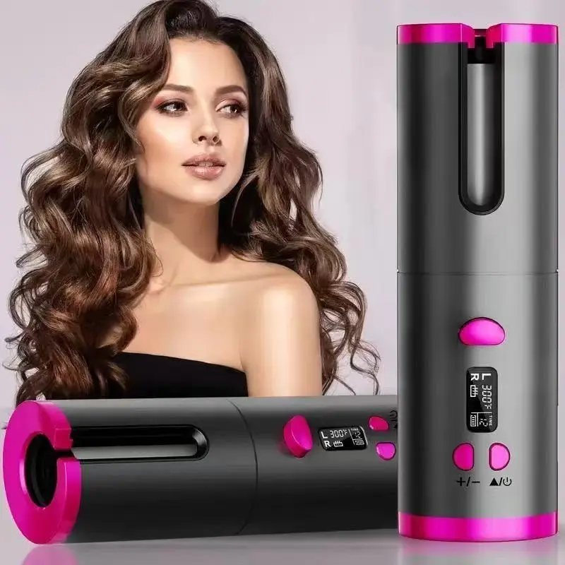 4000mah Wireless Automatic Hair Curler, Anti-Scald Temperature Control LCD Display, Portable Travel Charging Hair Styler, Lazy Person's Essential, Automatic Function, Hair Styling Tools