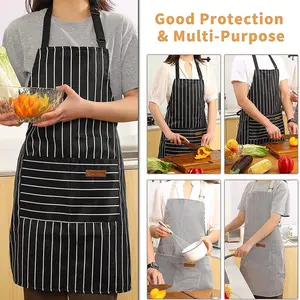 Kitchen Cooking Aprons for Women and Men Adjustable Chef Apron with Pockets 2 PCs Buckle Strap Comfortable