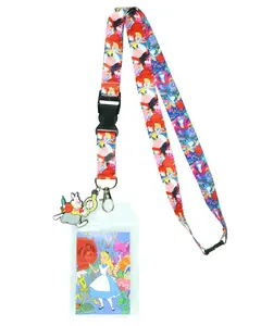 Disney Alice in Wonderland Tea Party Breakaway Lanyard ID Badge Holder with 2" Rubber Charm