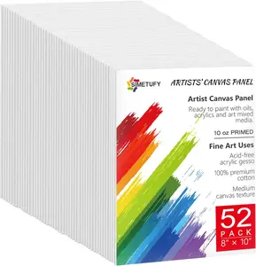 Canvas Boards for Painting 52 Pack 8 x 10 Inch Blank Canvas Panels 100% Cotton Canvases Pre-Primed for Acrylic & Oil Paint