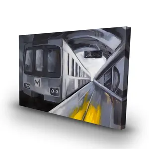 360 Stand 24x36 in. High-Def Subway Blue Transportation Art Print - Modern Room Home Decor Wall Art for Home Supplies, Art Wall Decoration, Artistic
