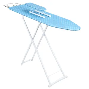 Ironing Board, Full-Size Folding Ironing Board, 4-Leg Fold-Up Household Ironing Board, Extended Ironing Board Outside with Removable Heat-Resistant Cover (42 inch, Blue Plaid Pattern)