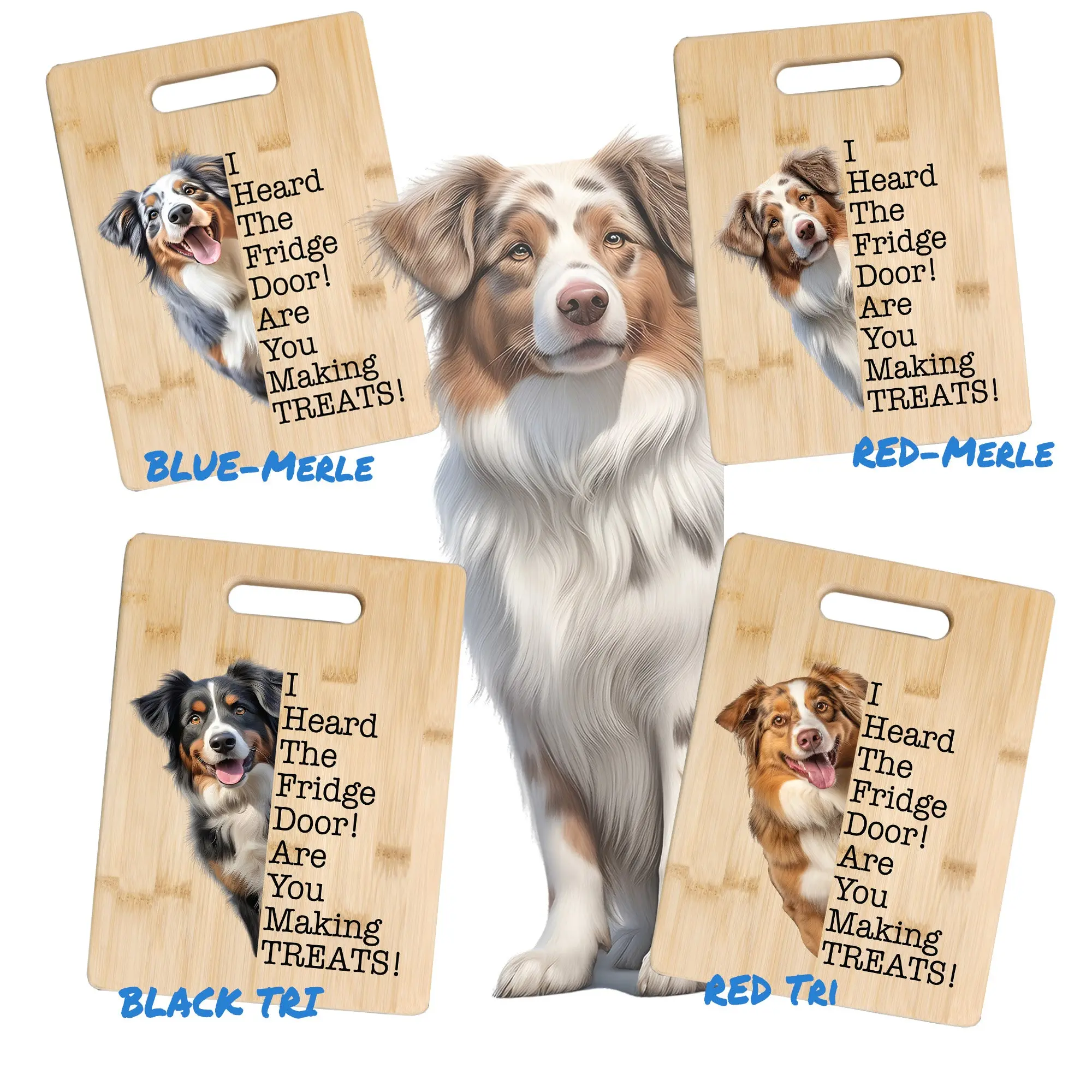 Australian Shepherd Cutting Board and Ten Large Digitally Printed Australian Shepherd Stickers, Australian Shepherd Gift for Australian Shepherd Lovers