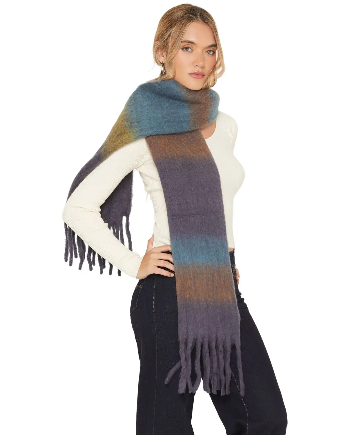 Shyanne Women's Women'S Fable Oversized Wool Blend Scarf - Safa25cw12-Bl