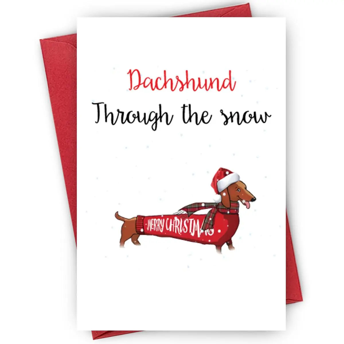 Dachshund Dog Design Christmas Card with Envelope, 1/3/5 Counts Funny Humor Greeting Card, Birthday Gift, Gift Cards, Christmas Gifts