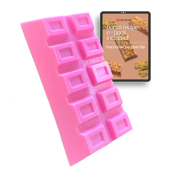 Deepest Dubai Chocolate Bar Mold 1.2 Inches Deep, Thick Dubai Chocolate Bar Mold for Stuffed Bar, Silicone Chocolate Mold for Filling Knafeh Pistachio Chocolate Bar, 1.2 Inches Chocolate Bar Mold