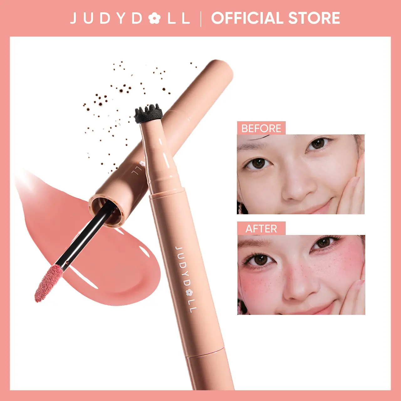 JUDYDOLL Freckle & Blush Duo,2-in-1 Freckle Pen & Liquid Blush, Natural Sun-Kissed Flush, Soft Blendable Color, Lightweight & Long-Lasting, Faux Freckles Makeup, Fresh Youthful Glow, Beginner Friendly, Daily Makeup Essentials, Summerwins