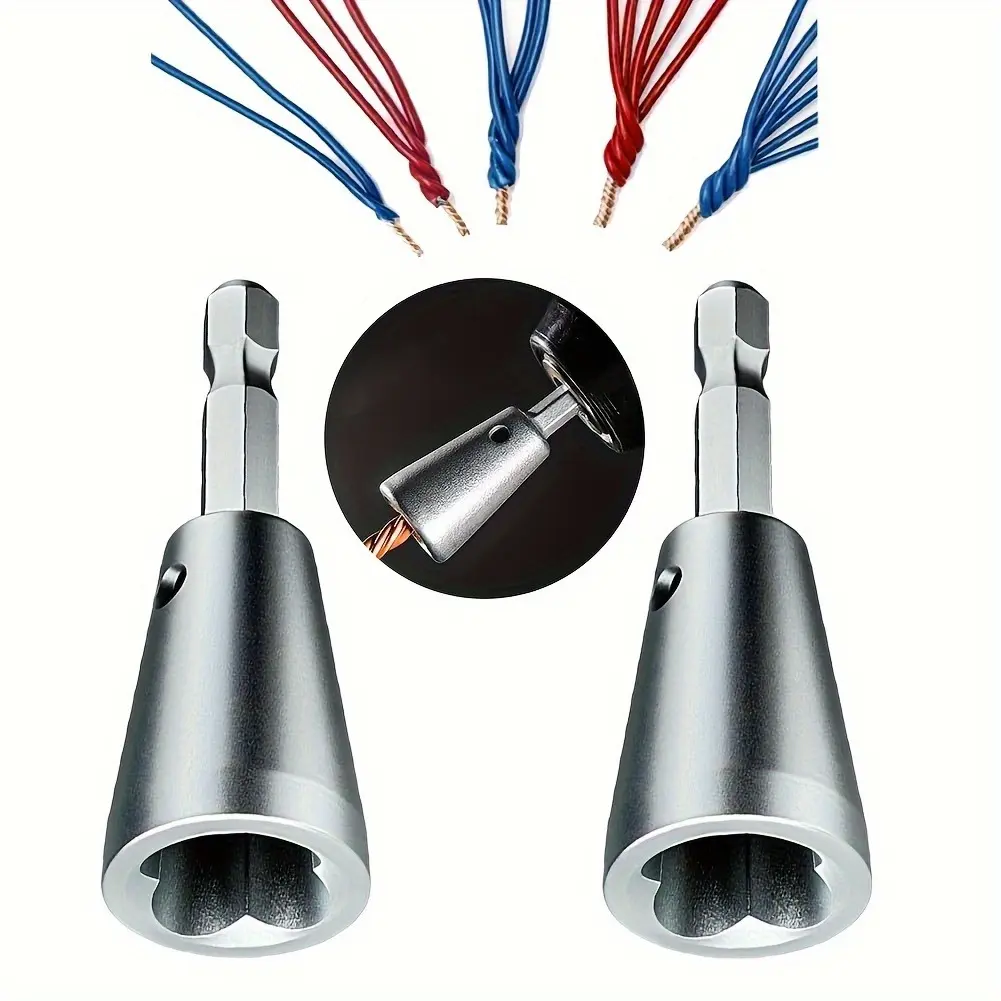 Alloy Electrician Wire Twister Tool with Brass Contact, Crimp Termination Type, 2 Pc Drill Bit Twist-On Connector Tool wire connector Electric Drill Parallelizer