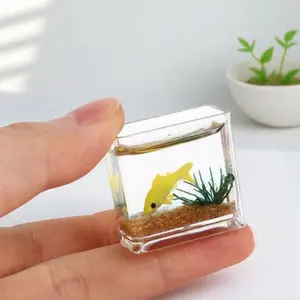 Mini Fish Tank Aquarium with Accessories, 1 Count Creative Glass Fish Tank, Desktop Decoration for Home Office, Home Decor Supplies