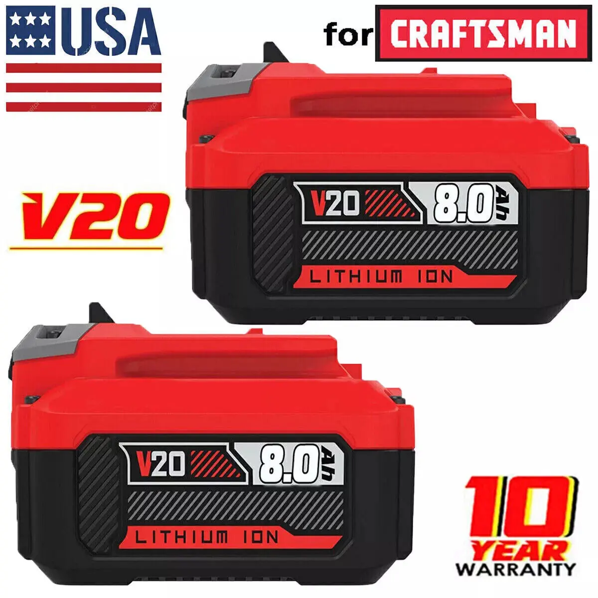High quality 2PACK For Craftsman V20 20 Volt MAX Li-ion Battery CMCB204 CMCB202 CMCB201 NEW