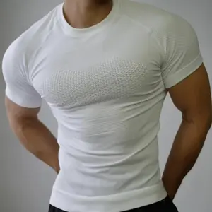 Professional fitness wear seamless short-sleeved sports T-shirt men's summer running training quick-drying compression tight outdoor top