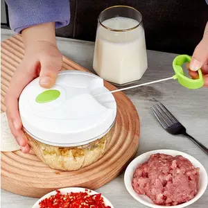 Mini Manual Handheld Food Shredder Processor 400ml With 3 Blades Curves-Practical Food Processors