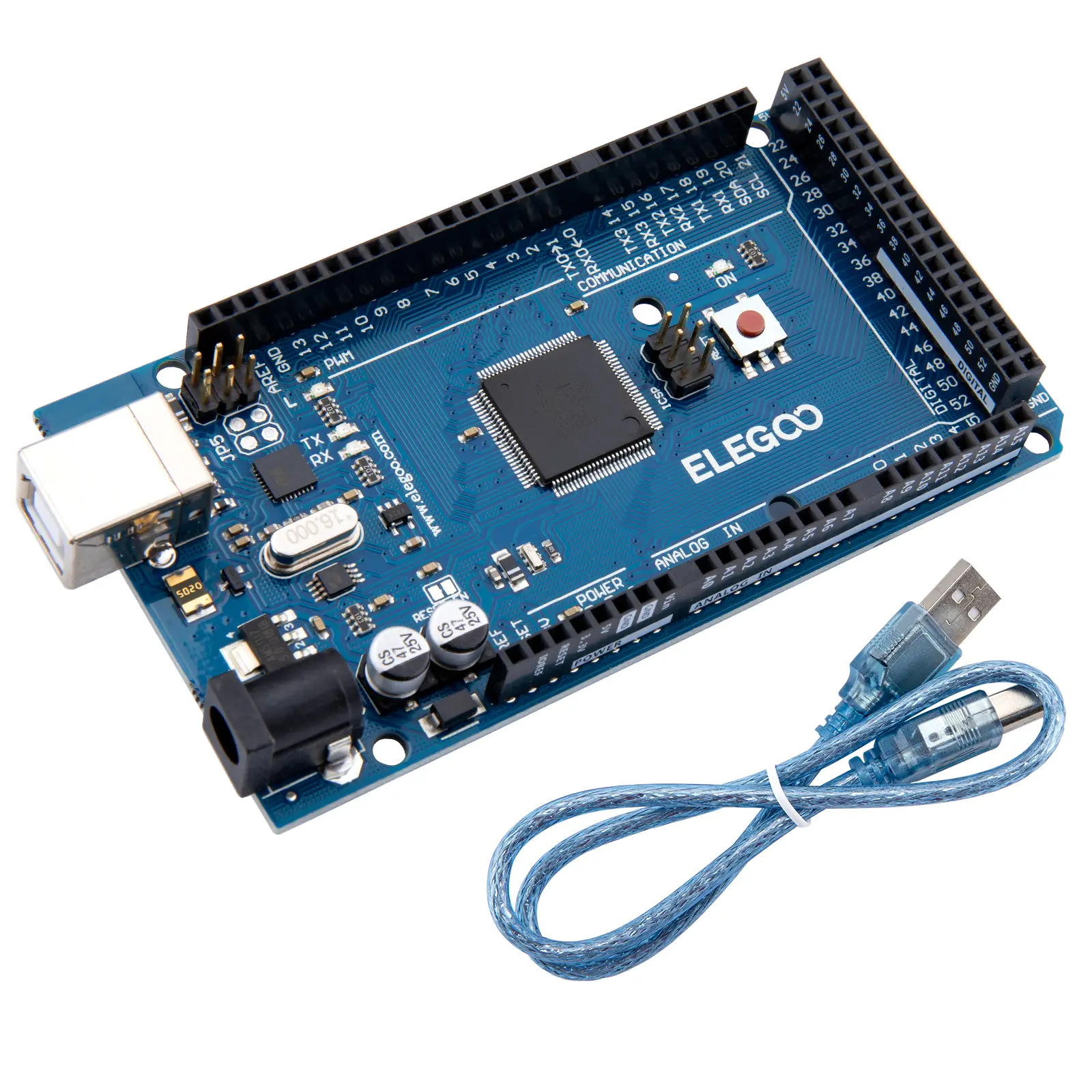 ELEGOO MEGA R3 Expert Version Single Board Computer Microcontroller, ATmega2560, 16u2, Enhanced Pins, AC/USB Power, Barrel Jack, USB Cable, AC-to-DC Adapter, Arduino IDE Compatible, RoHS Compliant for Desktop & Laptop Projects