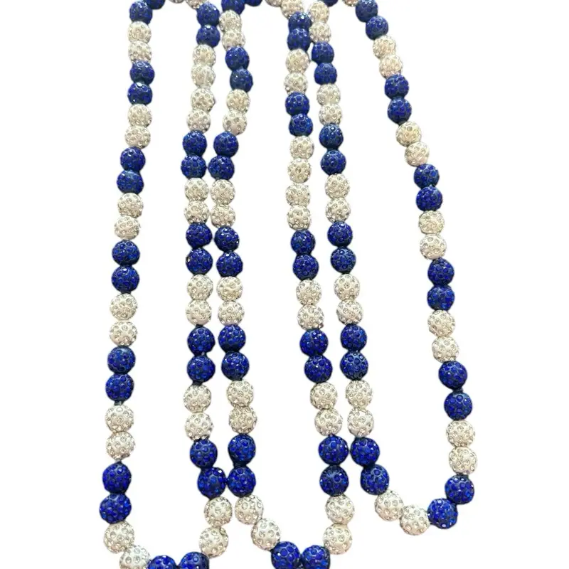 Baseball Necklaces - Set of Multiple Necklaces with Blue and White Beads and Sparkling Accents