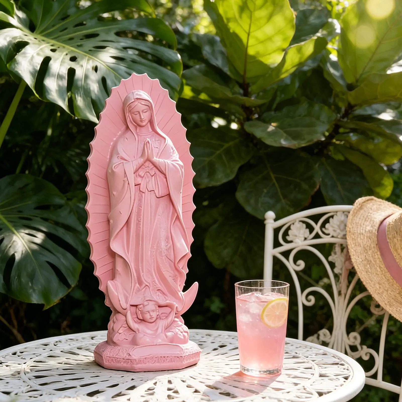 Virgin Mary Statue,Beautiful Pink Gift Box with Handwritten Card, Perfect Religious Decoration for Home Altar, Living Room Shelf, Prayer Space,For elders, wedding wishes, or friends Ornaments Porcelain, Religious Wall Art