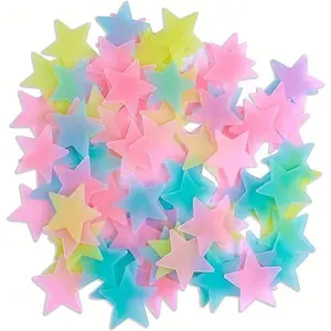 2Pcs Multicolor Glow in The Dark Luminous Stars Fluorescent Noctilucent Plastic Wall Stickers Murals Decals Kids' and Baby for Home Art Decor Kids Bedroom Room Decorations