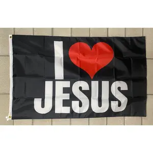 I Love Jesus Flag  Pray For Us Freedom Peace Prayer Savior Faith Christ Lord God Republican Liberal Sign Poster Usa 3x5' Single