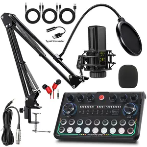 Safring 2026 Upgraded Podcast Equipment Bundle, Recording Studio Package with Pro Audio Interface(4 Customize SE) and Podcast Microphone for Gamer Podcasting, Recording, Singing, Streaming