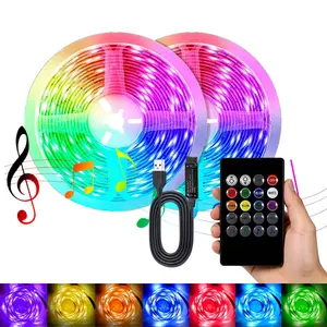 RGB LED Light Strip, Low Voltage 5v, Sound Control, Customizable Light Effects, Includes 20-Key IR Remote Controller, Home Decor Atmosphere Lighting, RGB Ambient Lighting, Holiday Party Decoration