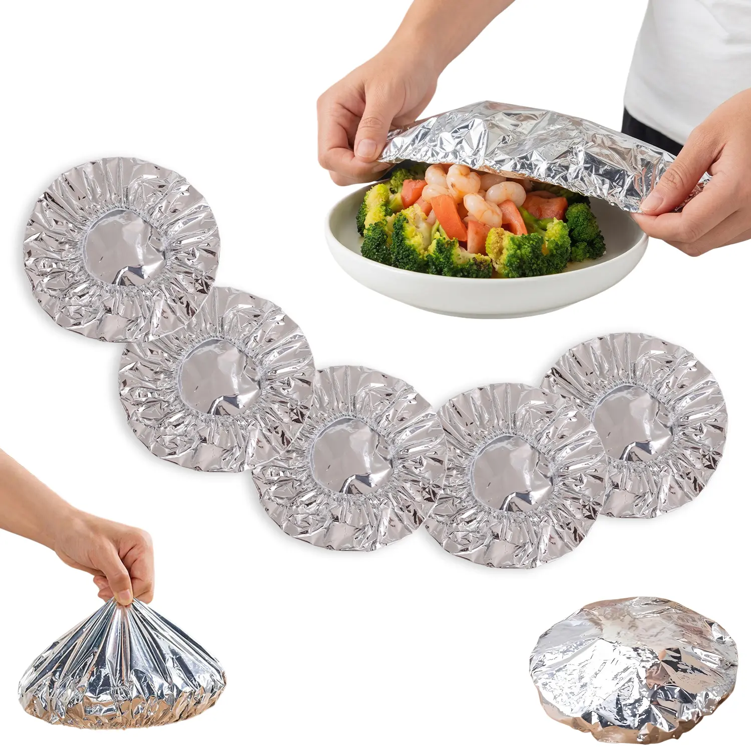 10 Pcs Adjustable Aluminum Foil Food Covers, Pop-Up Tin Foil Food Insulation Cover for Kitchen Dishes, Warmth Retention, Kitchen Aluminum Foils Bag for Any Plate or Bowl,back to school,back to school haul