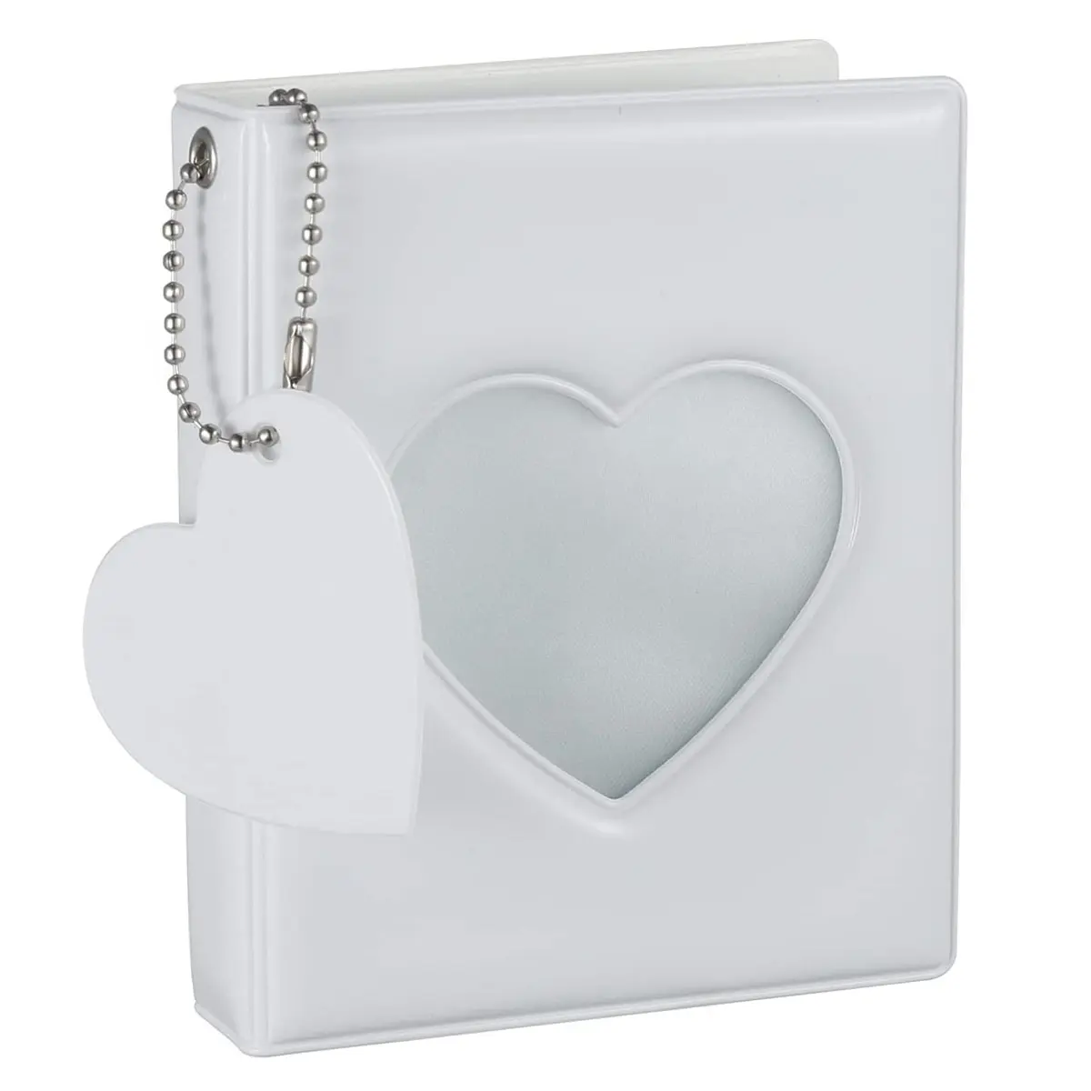 3-inch Kpop Photo Card Holder Book Mini Album with Heart-Shaped Hollow Design & 32 Pockets Portable Pvc Binder for Photos & Cards Pink Decor Gift