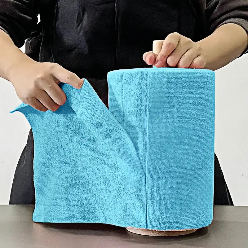 Reusable Microfiber Cleaning Cloths Roll - 20 Perforated 25cm x 25cm Tear Sheets, Absorbent Washable Cleaning Cloths, Eco-Friendly Non-Disposable Alternative to Kitchen Towels, Absorbent Cleaning Cloths