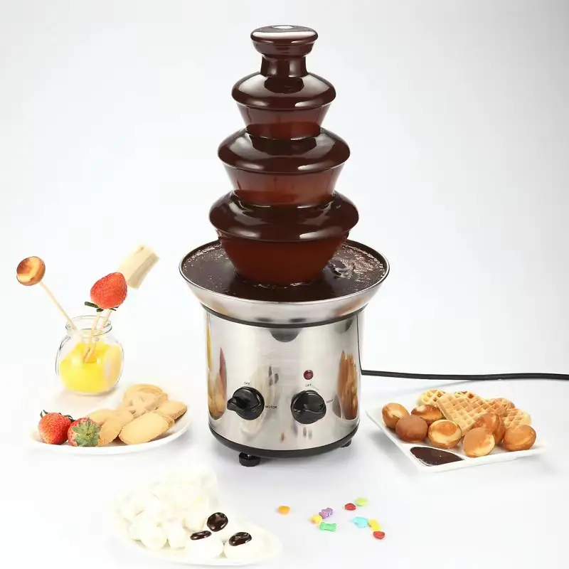 CNCEST Deluxe Electric 4-Tier 4-in-1 Chocolate Melting Fountain Machine, 60.86oz Capacity for Candy, Butter, Cheese, Four-In-One Chocolate Fountains
