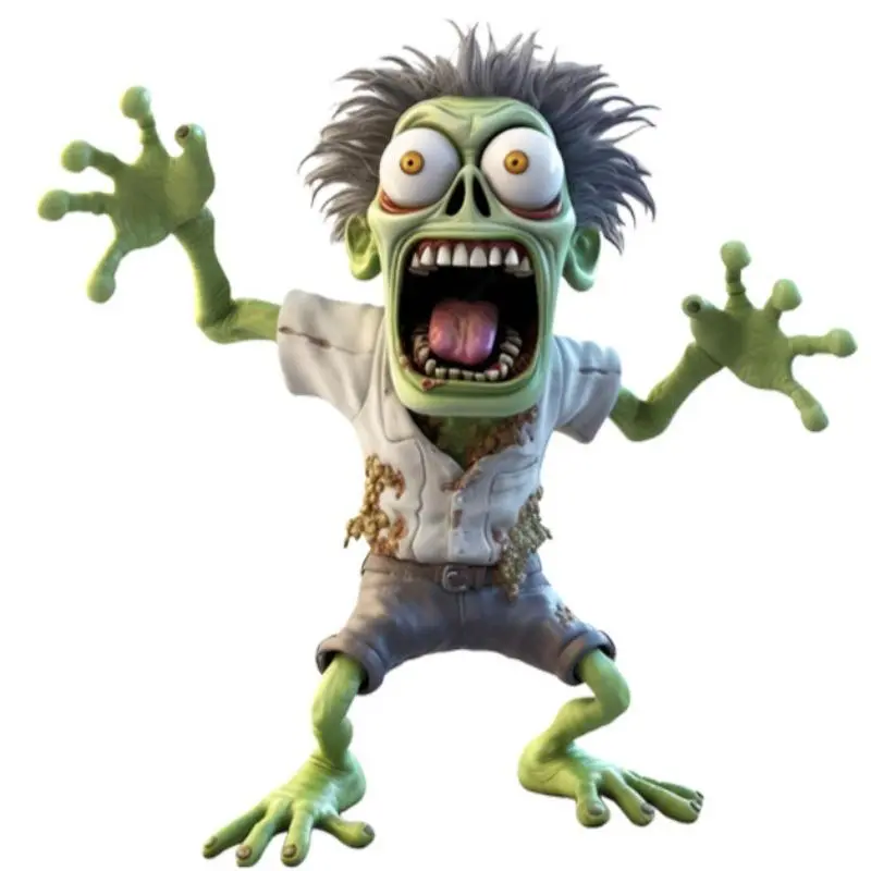 Cute Green Zombie Pattern Car Sticker, Car Decals, Waterproof Vinyl Sticker for Motorcycle Side Panels, Fuel Tanks, Body, Scooters, Car Windows, Great for Masking Car Scratches